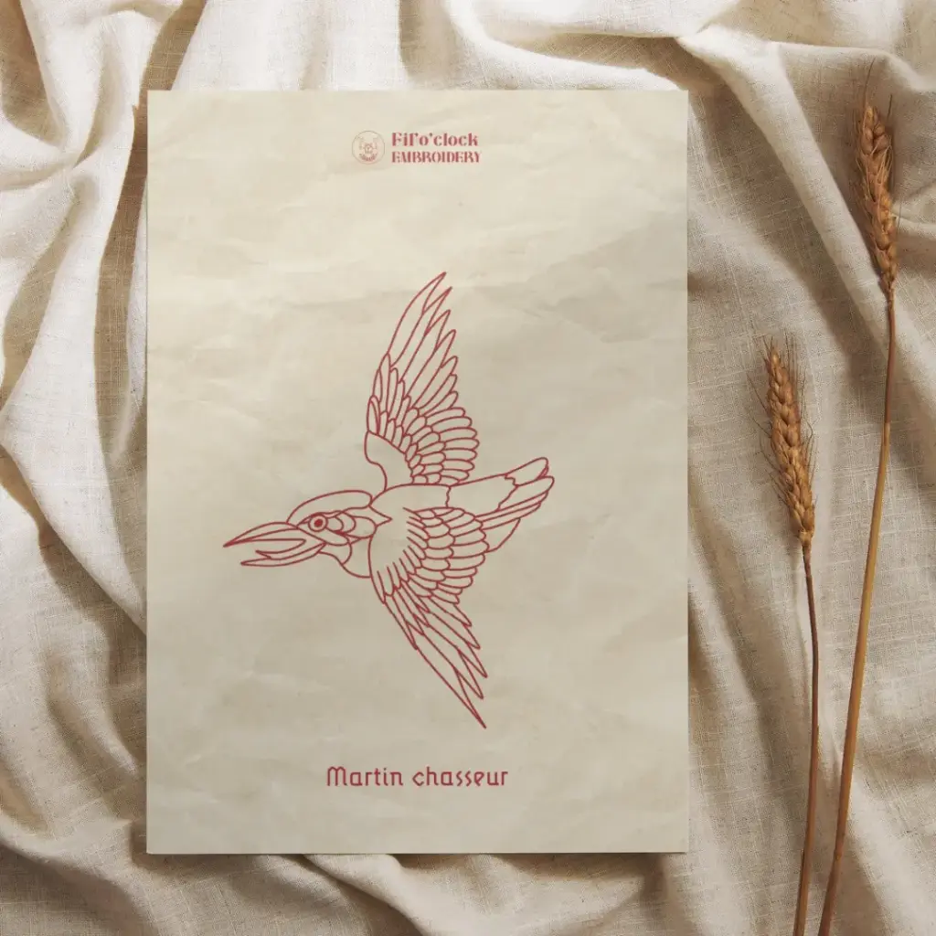 Carte illustrée martin chasseur - oiseaux