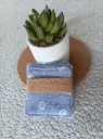 Lingettes lavables réutilisables – Lot de 4 – Motif fleurs blanche fond bleu