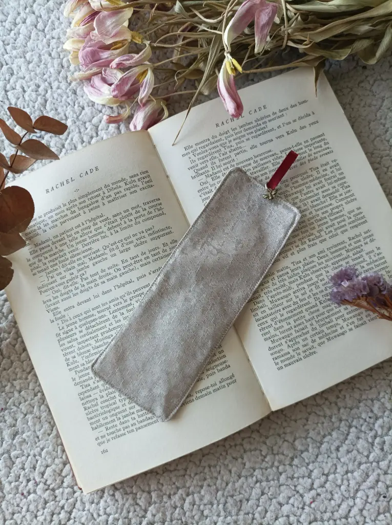 Marque-page gris texturé | Fait main