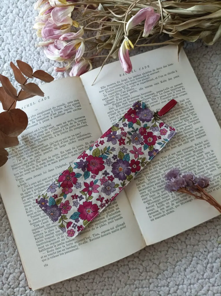 Marque-page fleurs rose et violet | Fait main