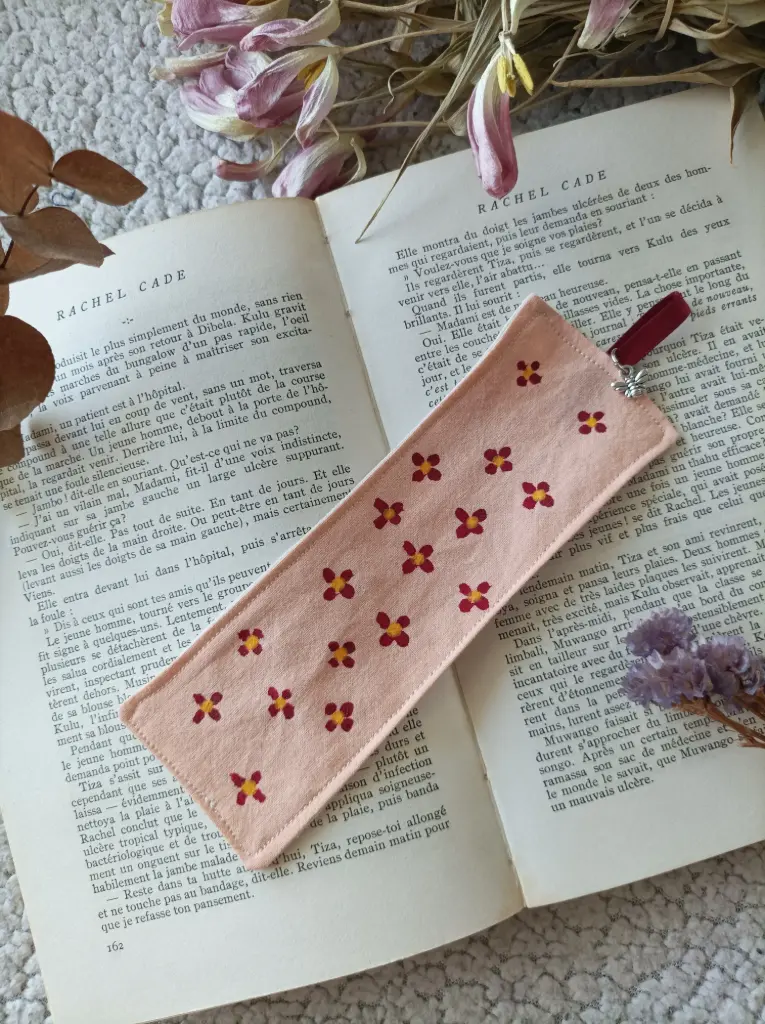 Marque-page pêche fleurs | Fait main