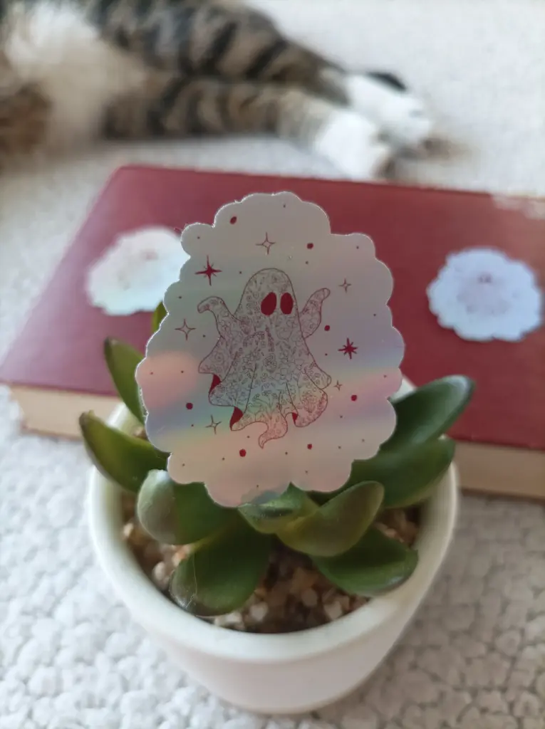 Sticker Holographique & illustré - Fantome vintage 3