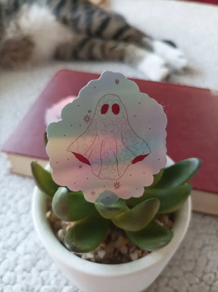 Sticker holographique & illustré - Fantome vintage 4