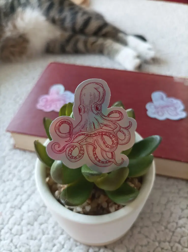 Sticker holographique & illustré - Poulpe