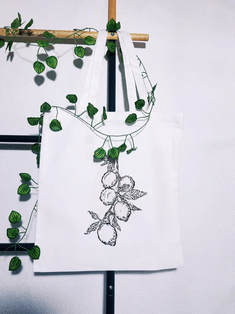 Totebag blanc imprimé citron