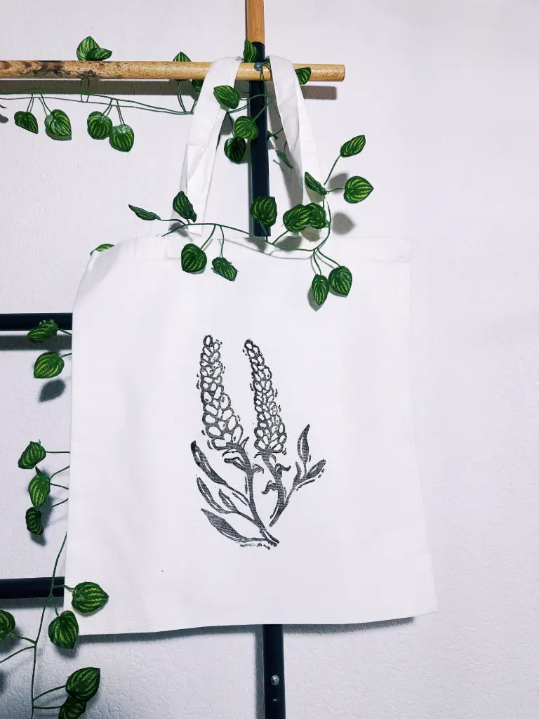Totebag blanc imprimé lavande