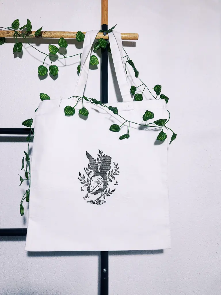 Totebag blanc imprimé lapin