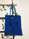 Totebag bleu imprimé oiseaux