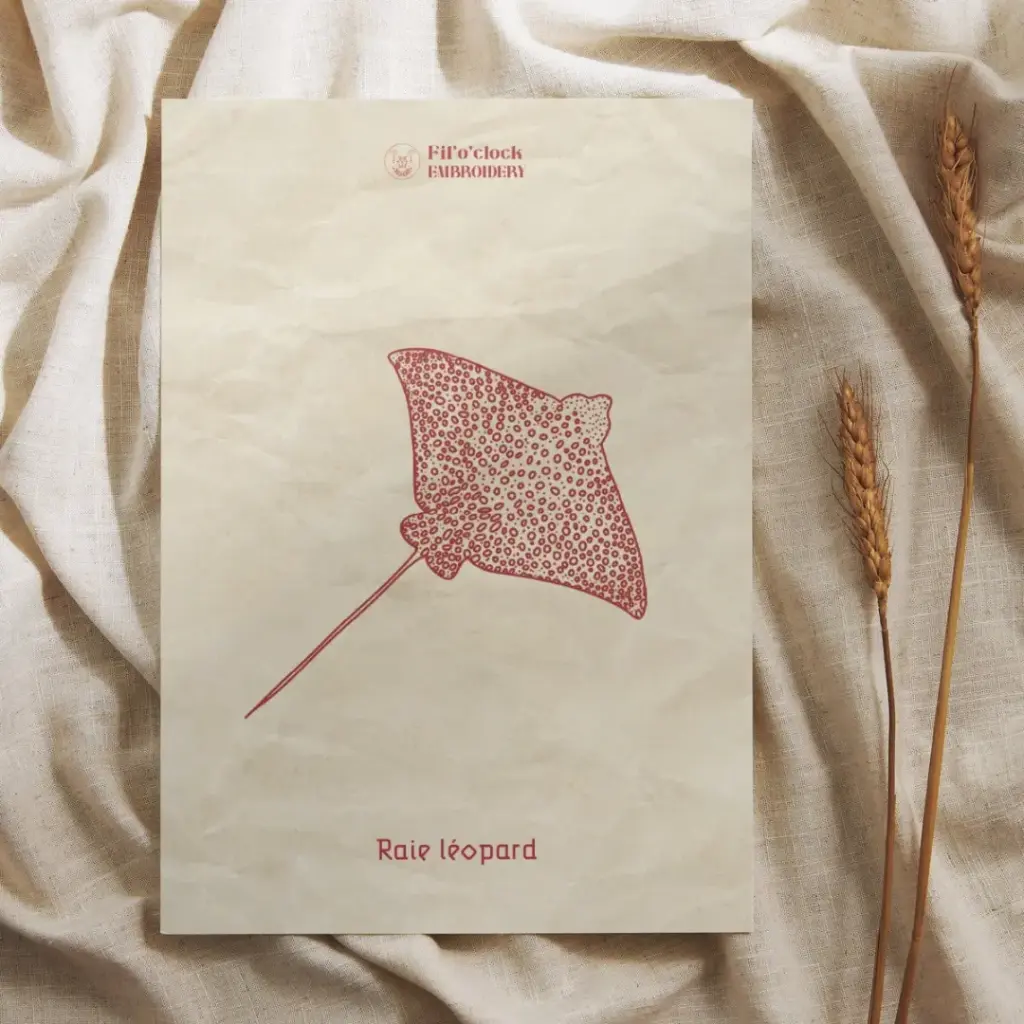 Carte illustrée Raie léopard - Animaux marins