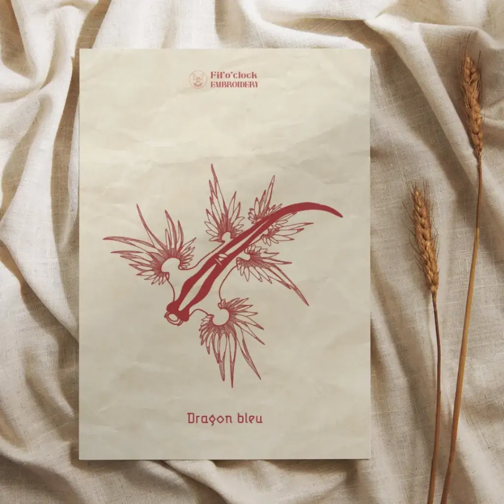 Carte illustrée Dragon bleu - Animaux marins