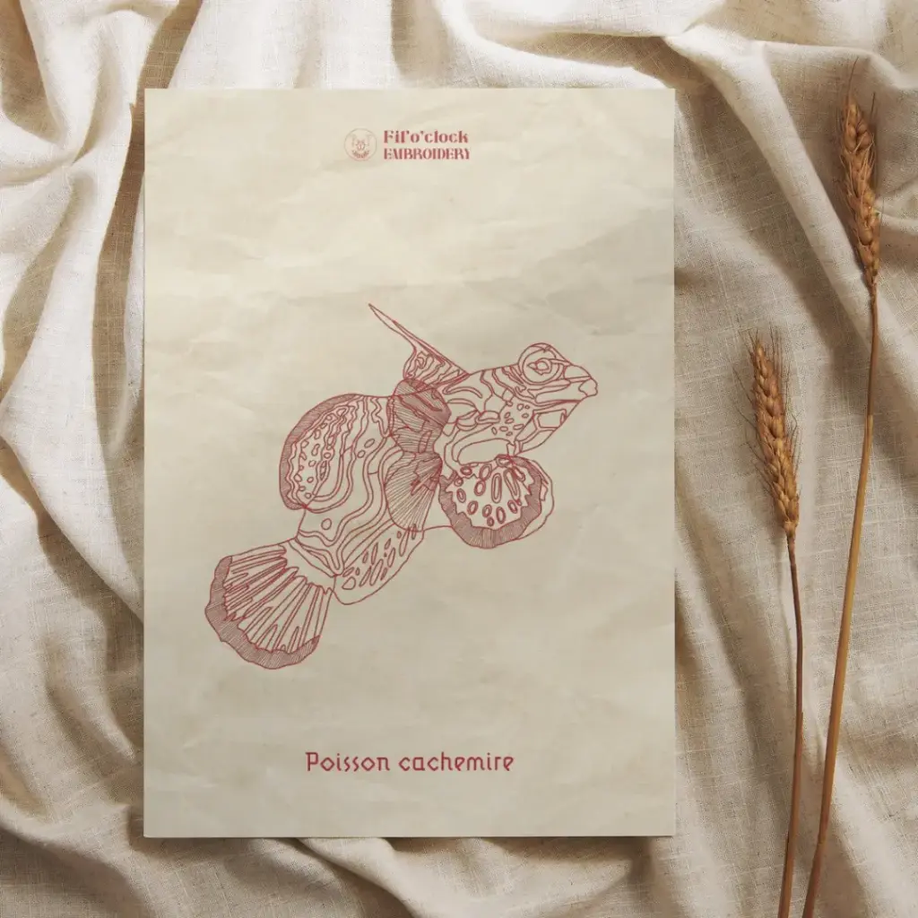 Carte illustrée Poisson cachemire - Animaux marins