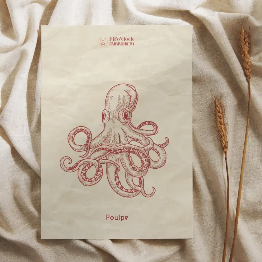 Carte illustrée Poulpe - Animaux marins