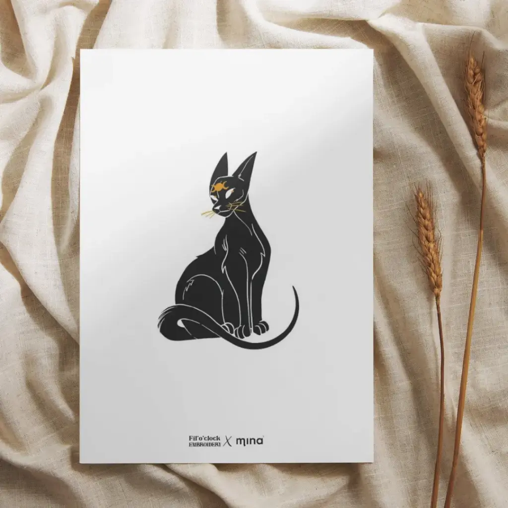 Carte illustrée Chat noir - Fil'o'clock X Mina